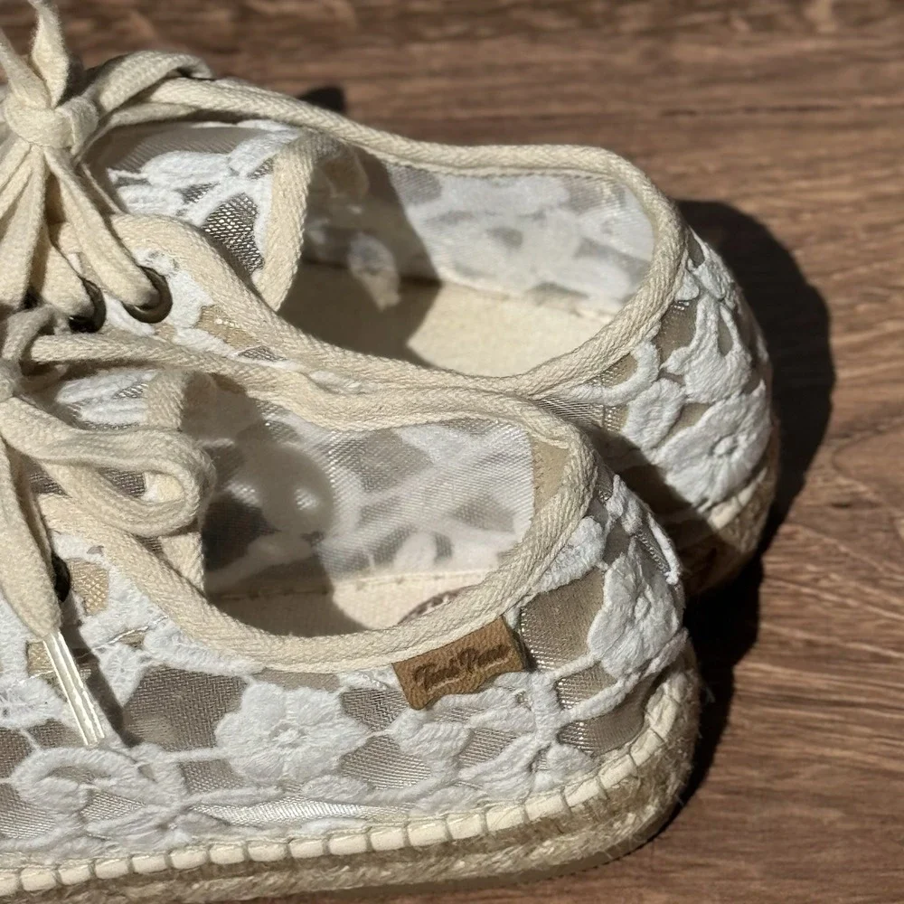 Toni Pons Origens Far Espadrille Ivory White Lace Sneakers Boho Cottagecore  7.5
